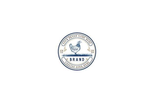 Retro Vintage Hen Chicken for Egg Farm Logo Design Vector