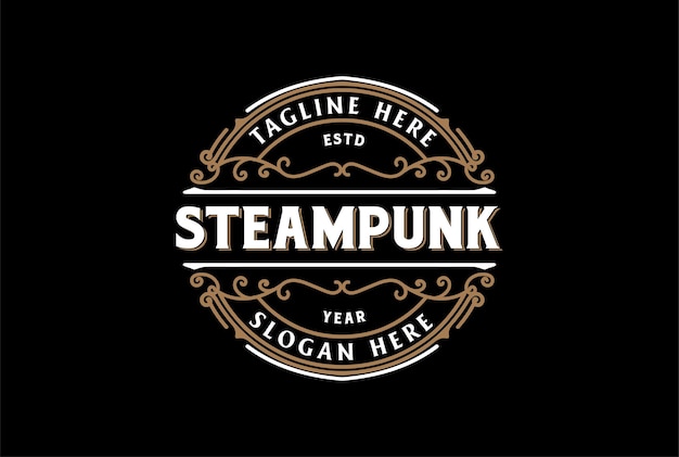 Retro vintage hipster steampunk badge emblem etichetta logo design vector