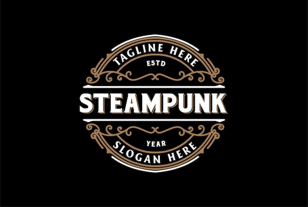 레트로 빈티지 Hipster Steampunk 배지 엠 블 럼 레이블 로고 디자인 벡터