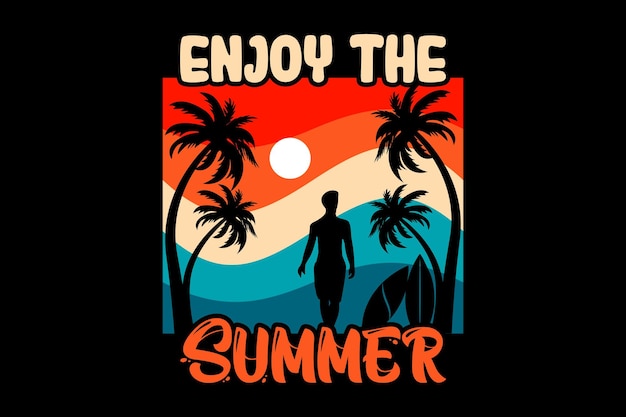 Retro vintage illustratie van palmen en zonsondergangen op het ontwerp van de vakantiet-shirt