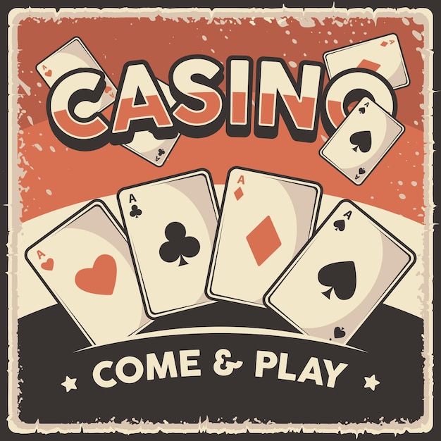 Retro vintage illustration of Casino Card