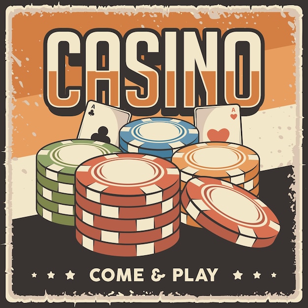 Vector retro vintage illustration graphic of casino chips