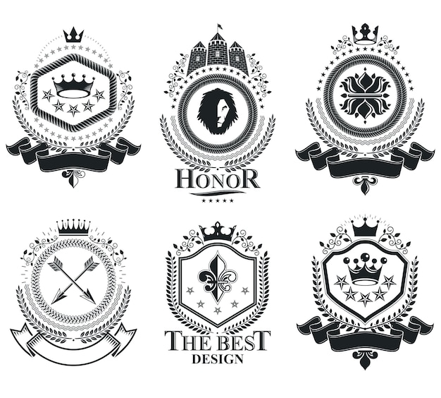 Retro vintage insignias. vector design elements. coat of arms collection, vector set.