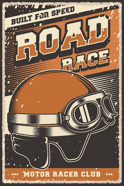 Retro Vintage Klassieke Helm Motorfiets Road Race Poster