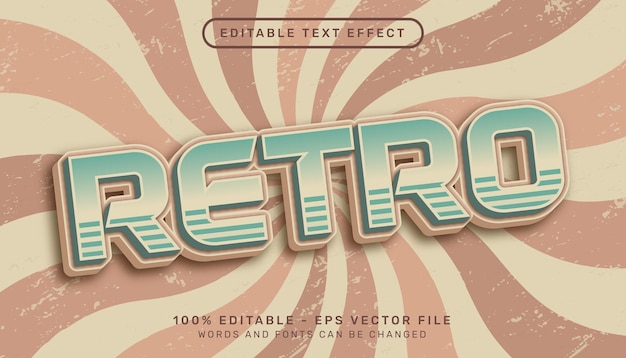 Vector retro vintage kleur 3d tekst bewerkbaar teksteffect