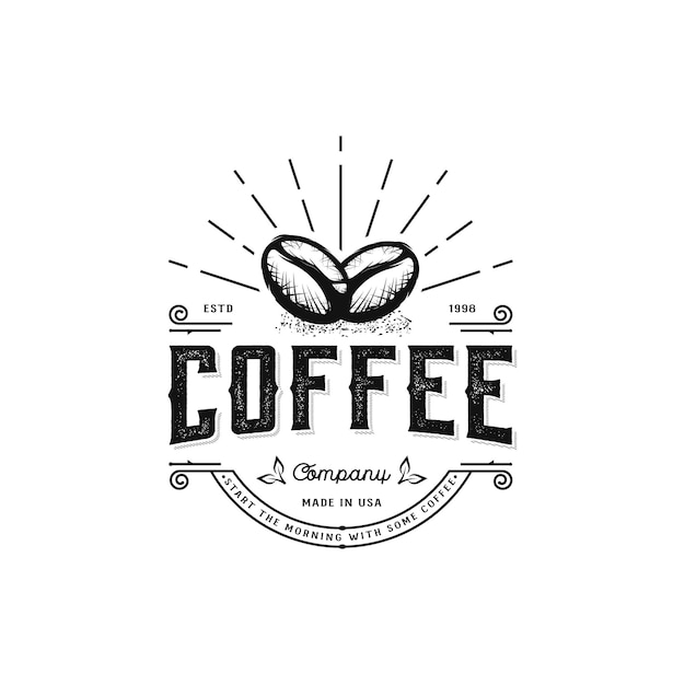 Retro vintage koffie logo vector illustratie ontwerpsjabloon