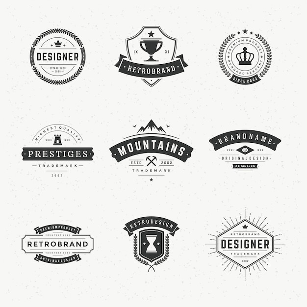 Vector retro vintage labels or logos set vector design elements