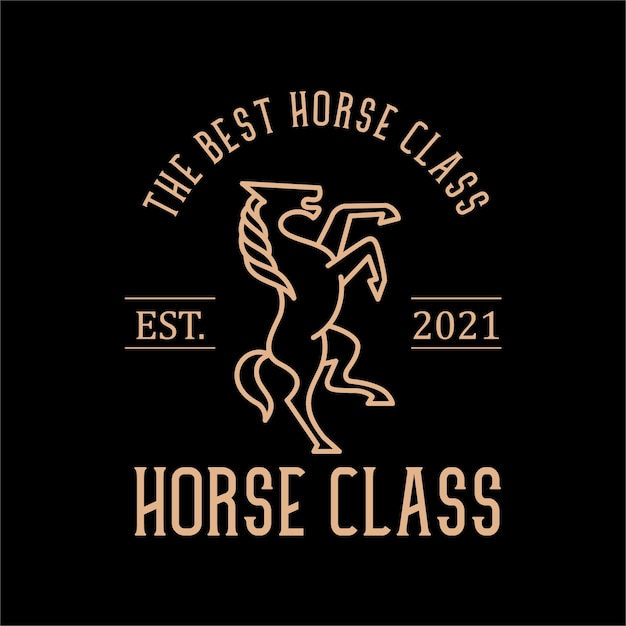 retro vintage line art horse logo