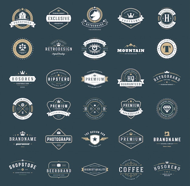 Retro vintage logotypes and badges set typopgraphic 