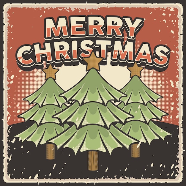 Retro Vintage Merry Christmas Poster