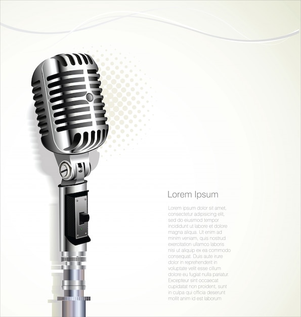 Retro vintage microphone design background