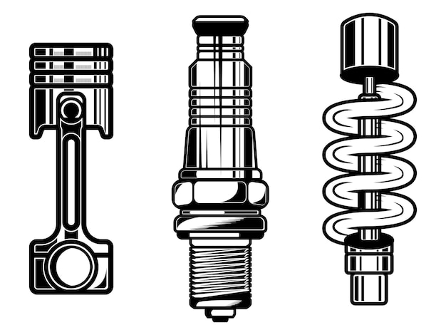 Vettore design retrò degli elementi della macchina per motociclette vintage