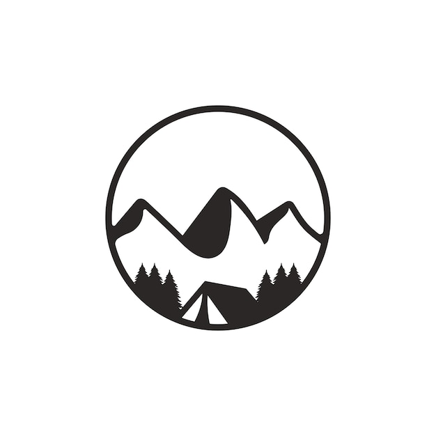 レトロなビンテージ マウンテン シー アドベンチャーのロゴデザイン