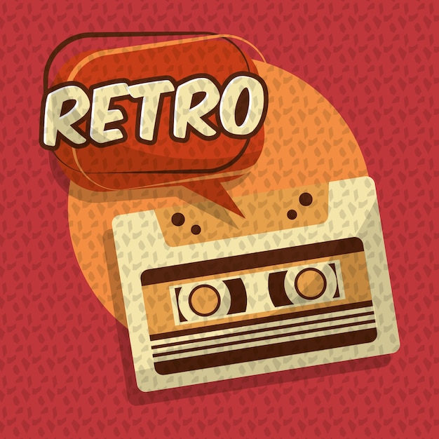 Retro vintage music cassette audio speech bubble