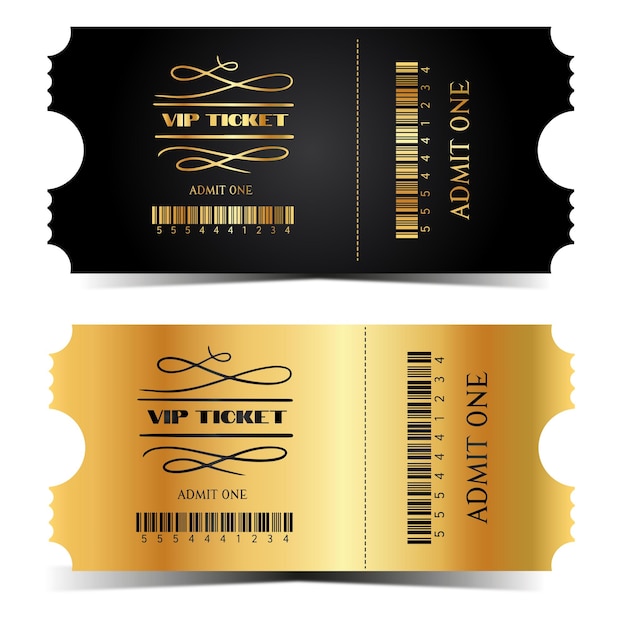 Retro vintage old gold ticket design admit one