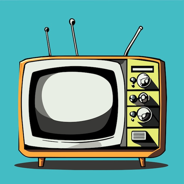 Vector retro vintage old television tv hand drawn cartoon sticker icon concept isolated illustration