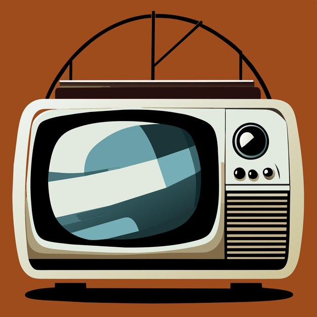 Vector retro vintage old television tv hand drawn cartoon sticker icon concept isolated illustration