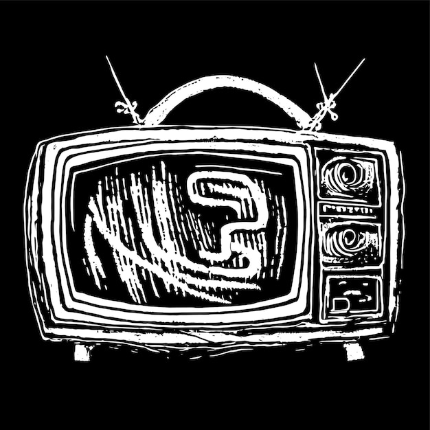 Vector retro vintage old television tv hand drawn cartoon sticker icon concept isolated illustration