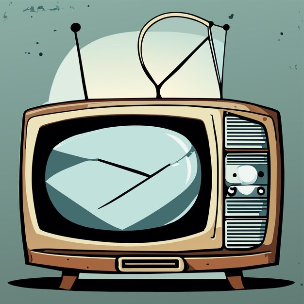 Retro vintage old television tv hand drawn cartoon sticker icon concept isolated illustration