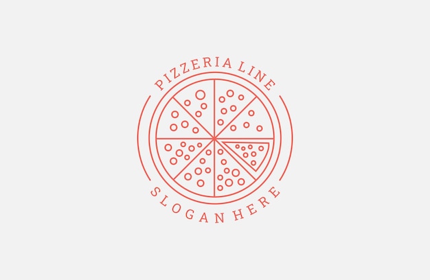 Retro Vintage Pizza Logo en typografie sjabloon lijntekeningen pictogram.