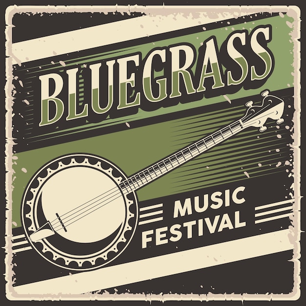 Vector retro vintage poster of bluegrass music