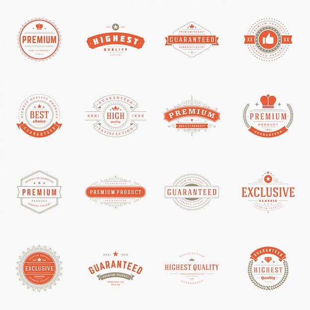 Vector retro vintage premium quality labels