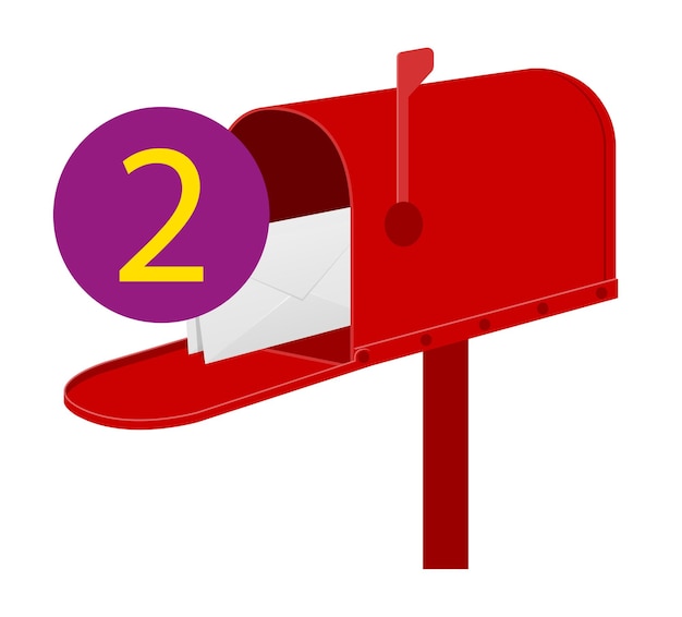 Ретро винтаж красный почтовый ящик на белом