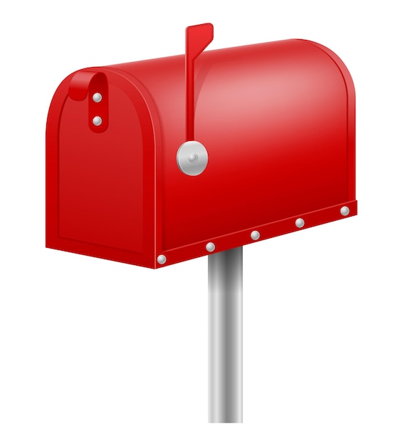 Vector retro vintage red mailbox on white