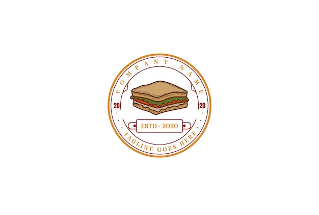 Retro Vintage Sandwich Cafe Restaurant Product Stempel Label Logo Design Vector