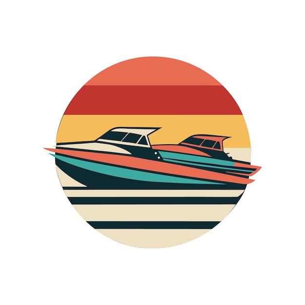 Retro Vintage Speed Boat Silhouette Vector Art voor TShirt Design