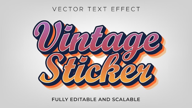 Vettore retro vintage sticker effetto testo