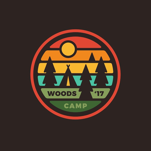 Retro vintage style camping woods badge graphic