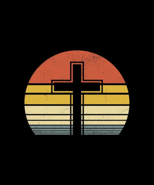 Retro vintage Style Jesus Cross Tshirt Design