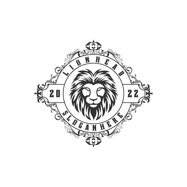 Retro vintage style lion head logo