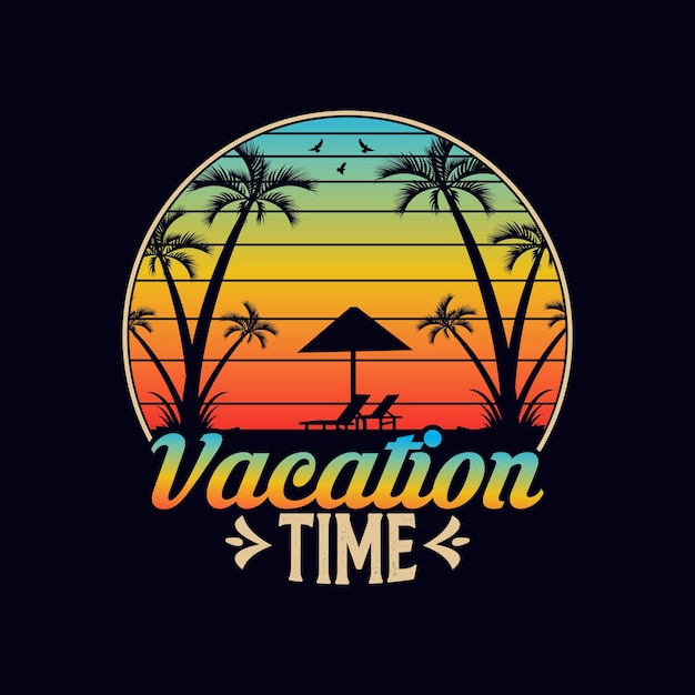 Retro vintage summer t-shirt design template retro sunset graphic