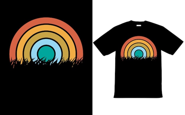 Ретро винтажный дизайн футболки "Закат" для лета