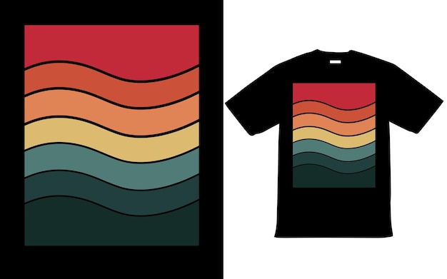 Vector retro vintage sunset tshirt design for summer