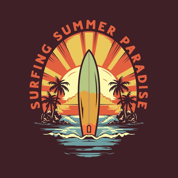 Retro vintage surfing design