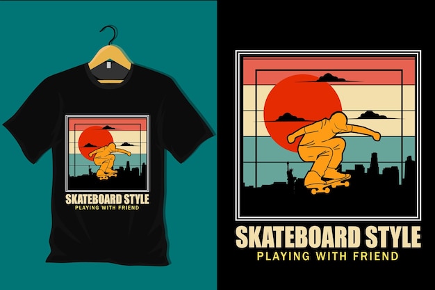 Retro Vintage T-shirtontwerp in skateboardstijl