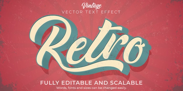 Vector retro, vintage text effect, editable 70s and 80s text style