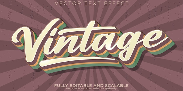 Vector retro vintage text effect editable 70s and 80s text style