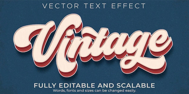 Retro, vintage text effect, editable 70s and 80s text style