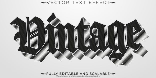 Vector retro vintage text effect editable 70s and 80s text style