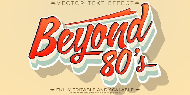 Vector retro vintage text effect editable 70s and 80s text style