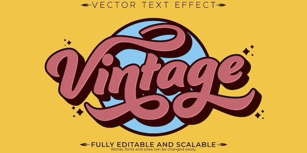 Vector retro vintage text effect editable 70s and 80s text style