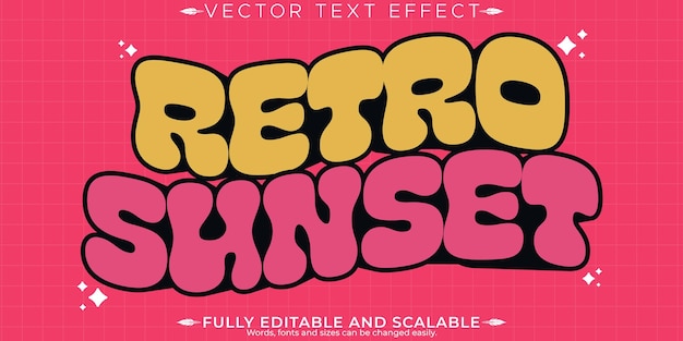 Vector retro vintage text effect editable 70s and 80s text style