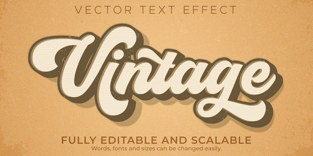 Вектор Ретро, винтажный текстовый эффект, редактируемый стиль текста 70-х и 80-х годов