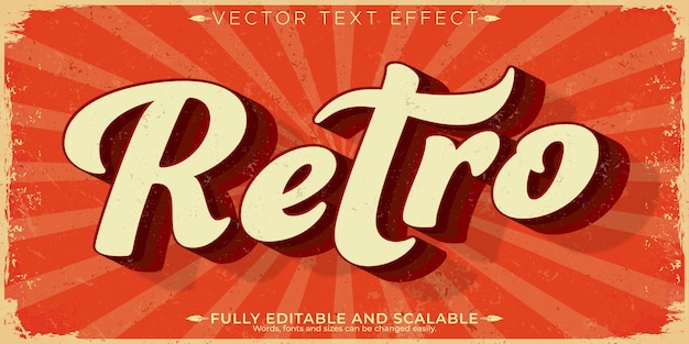 Ретро-винтажный текстовый эффект, редактируемая ностальгия и классический настраиваемый стиль шрифта