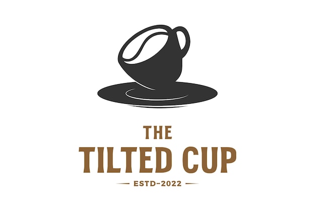 Retro Vintage Tilled Coffee Cup voor Cafe Restaurant Logo Design