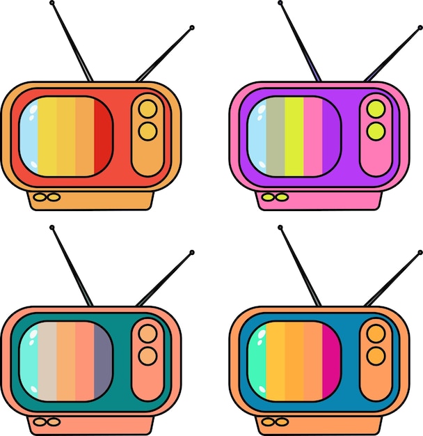 Retro vintage TV set colorful